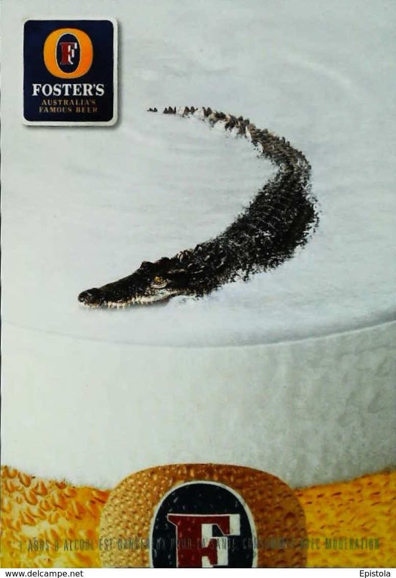 Carte Postale Publicité Bouteille De Bière - Publicité  Foster's Bière Alligator - Cerveza