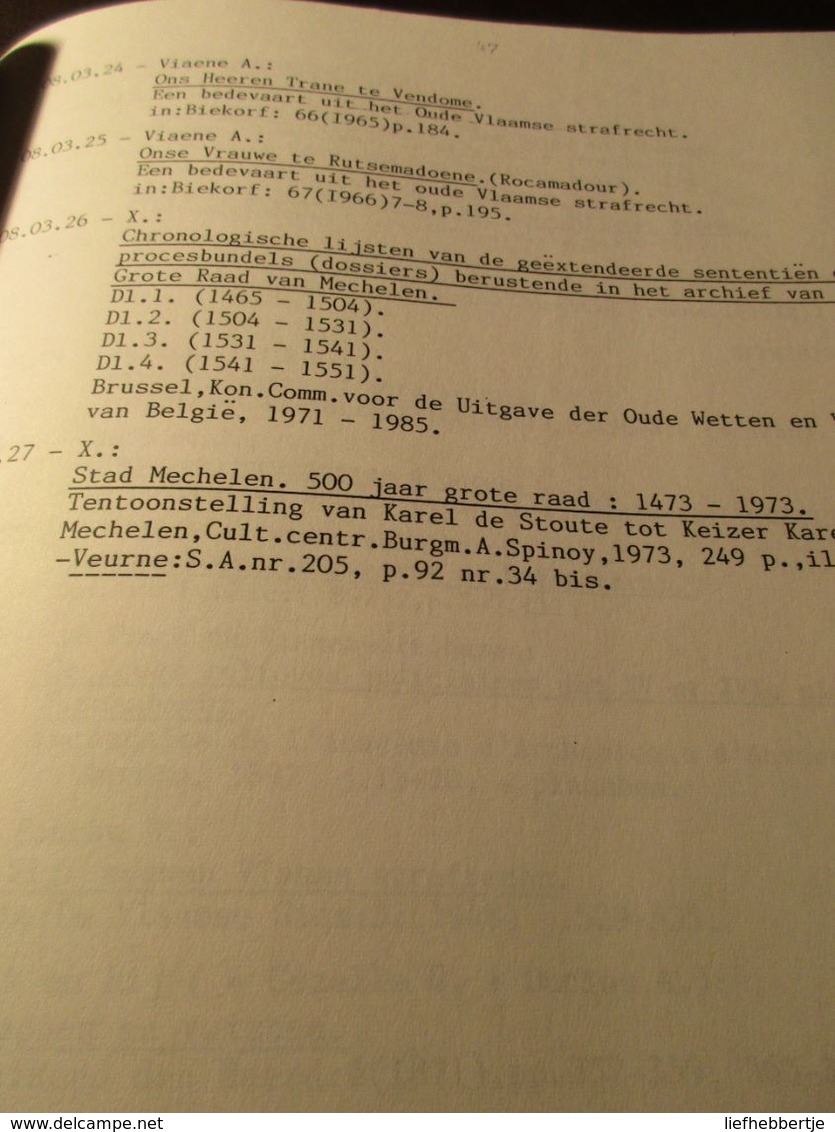 Bibliografie Van Veurne - Door E. Van Gelder - 1987 - Luxeuitgave - Storia