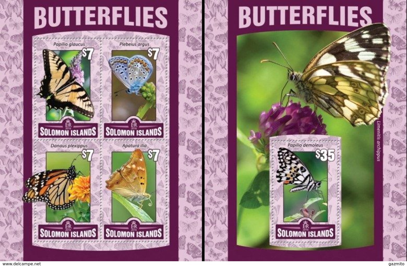 Salomon 2016, Animals, Butterflies I, 4val In BF +BF - Solomon Islands (1978-...)