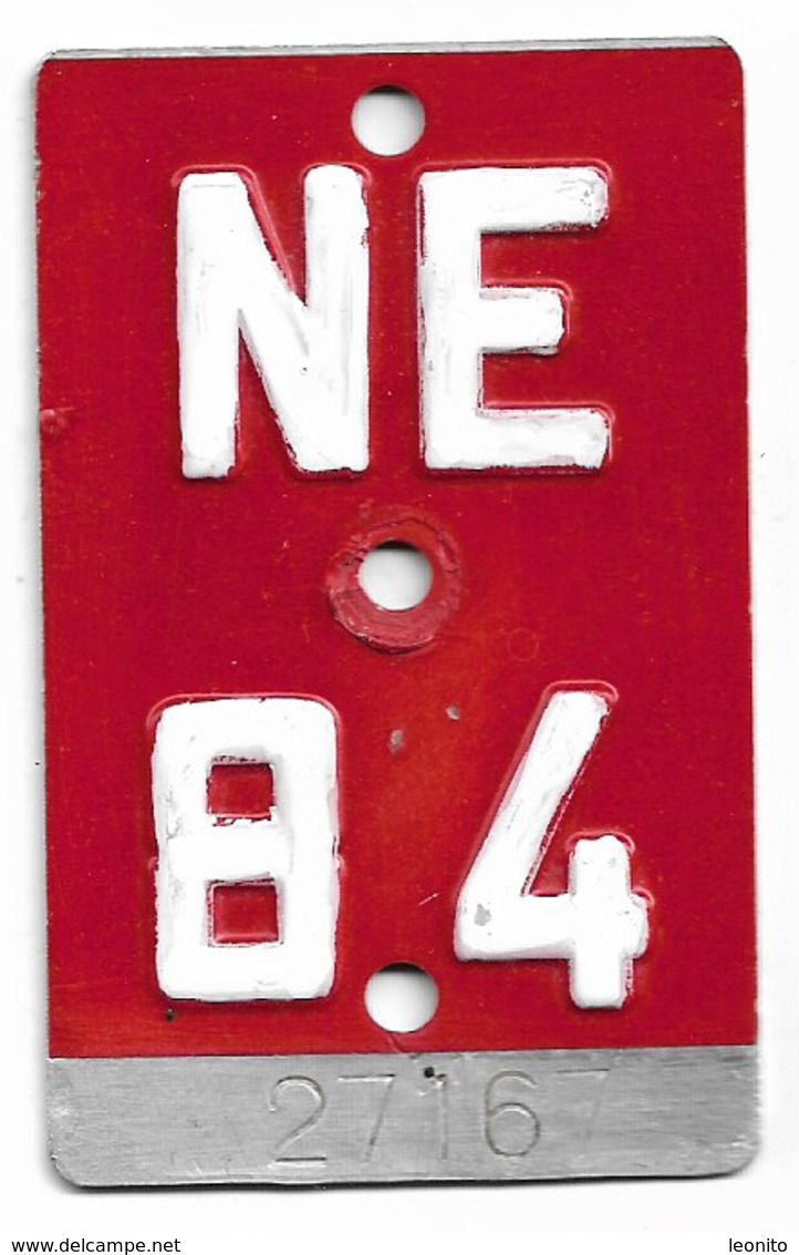 Velonummer Neuenburg NE 84 - Number Plates