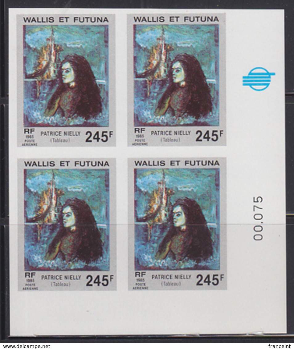 WALLIS & FUTUNA (1985) Portrait Of A Young Woman By Nielly. Imperforate Corner Block Of 4. Scott No C144 - Imperforates, Proofs & Errors
