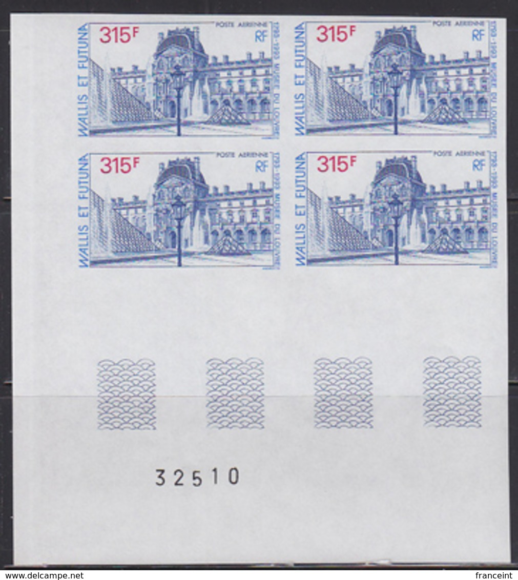 WALLIS & FUTUNA (1993) Louvre Museum. Imperforate Corner Block Of 4. Scott No C172, Yvert No PA176. - Sin Dentar, Pruebas De Impresión Y Variedades