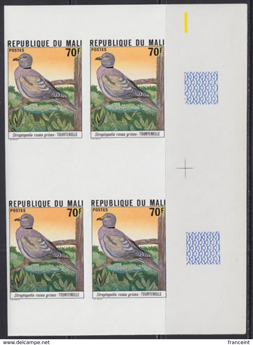 MALI (1978) Turtle Dove (Streptopelia Rosea Grisea). Imperforate Block Of 4. Scott No 301, Yvert No 303. - Mali (1959-...)