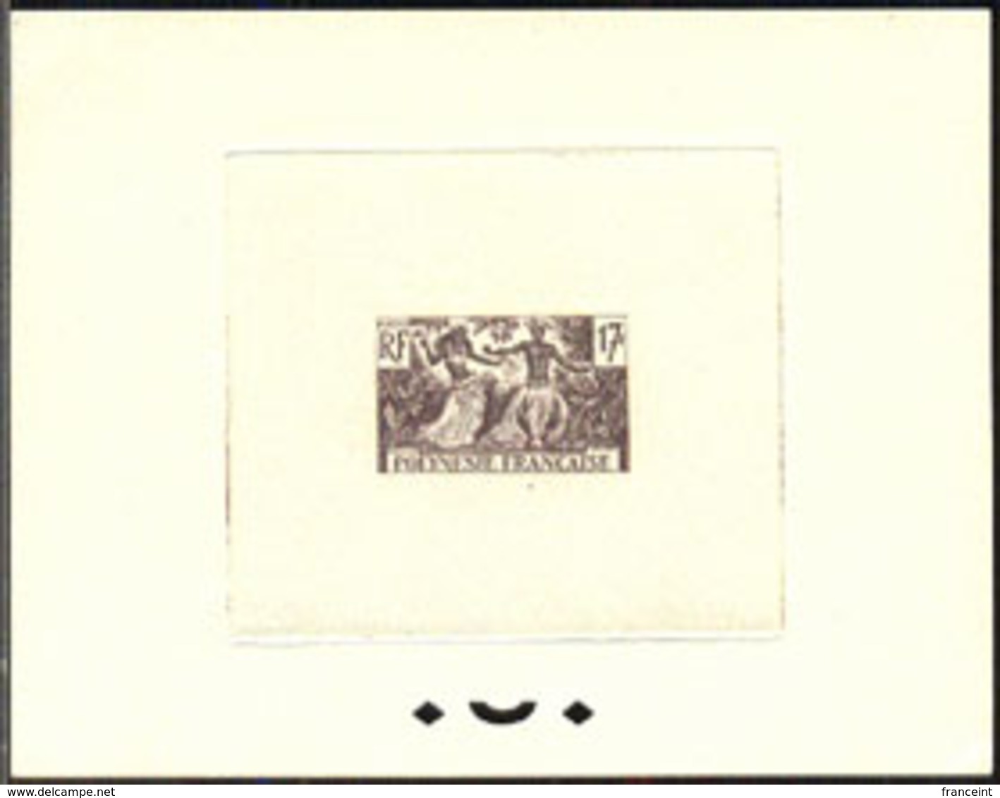 FRENCH POLYNESIA (1960) Tahitian Dancers. Sepia Printer's Proof. Scott No 194, Yvert No 7. Only 3-4 Exist! - Imperforates, Proofs & Errors