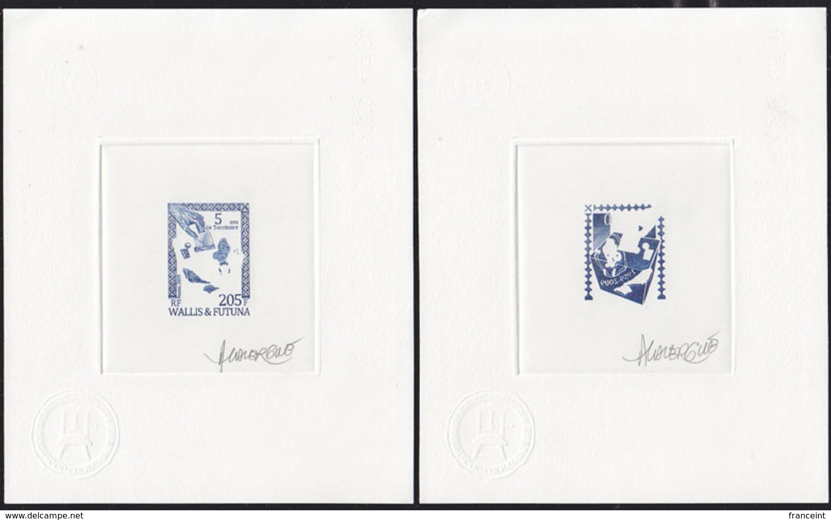 WALLIS & FUTUNA (2009) Map Of Islands. Hand Holding Letter. Pair Of Die Proofs (positive & Negative). Scott No 679 - Imperforates, Proofs & Errors