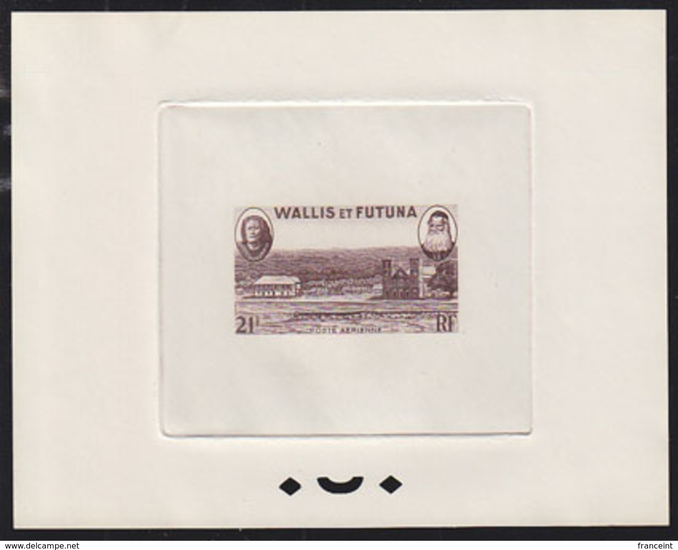 WALLIS & FUTUNA (1960) View Of Mata-Utu. Sepia Printer's Proof. Scott No C13, Yvert No PA16. Only 3-4 Were Printed. - Imperforates, Proofs & Errors