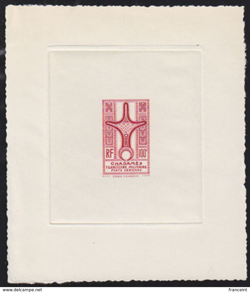 GHADAMES (1949) Cross Of Agadem. Die Proof In Red (unsigned). Scott No 3NC2, Yvert No PA2. - Autres & Non Classés