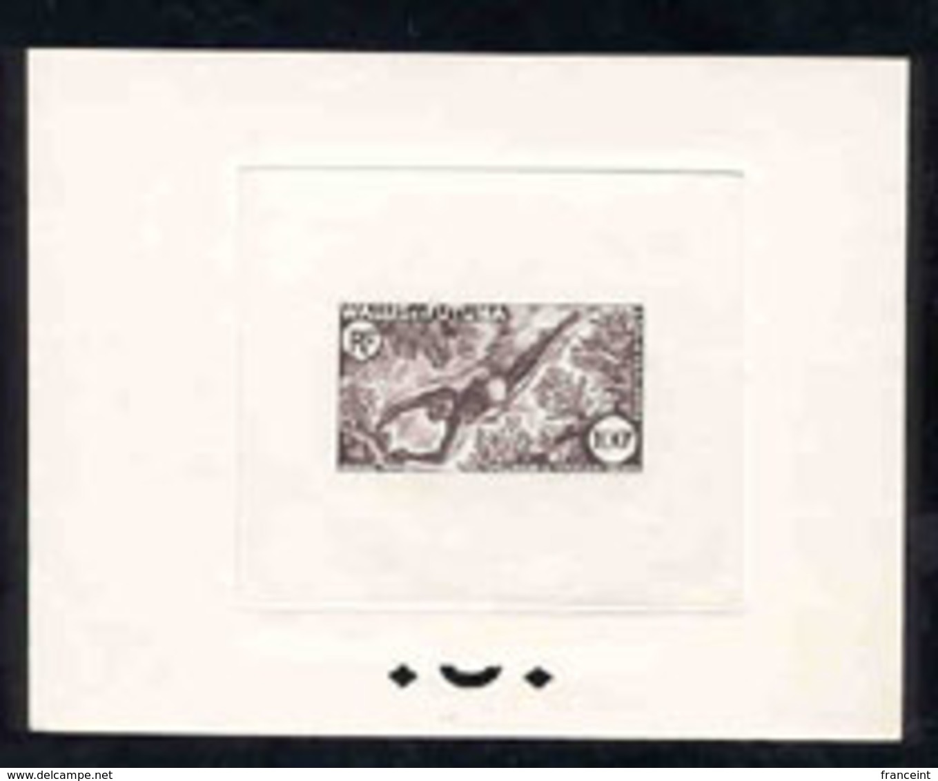 WALLIS & FUTUNA (1962) Shell Diver. Sepia Printer's Proof. Scott No C16. Yvert No PA19. - Imperforates, Proofs & Errors