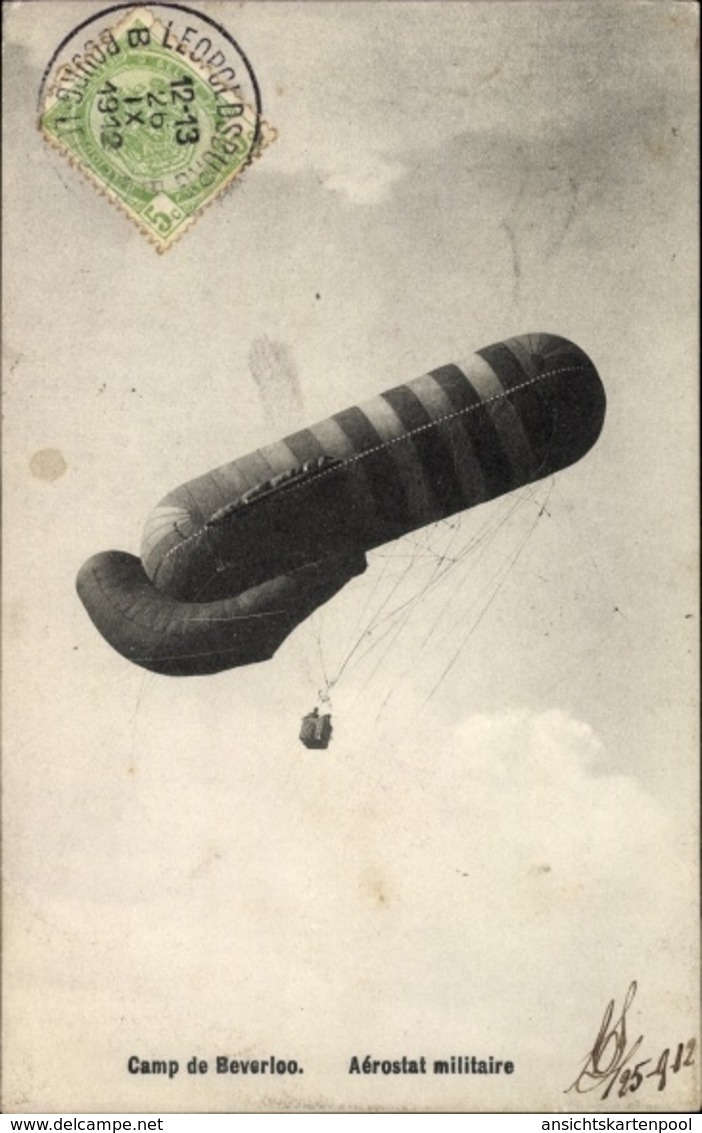 Cp Camp De Beverloo, Aérostat Militaire, Militärischer Fesselballon, Beobachtungsballon - Andere & Zonder Classificatie