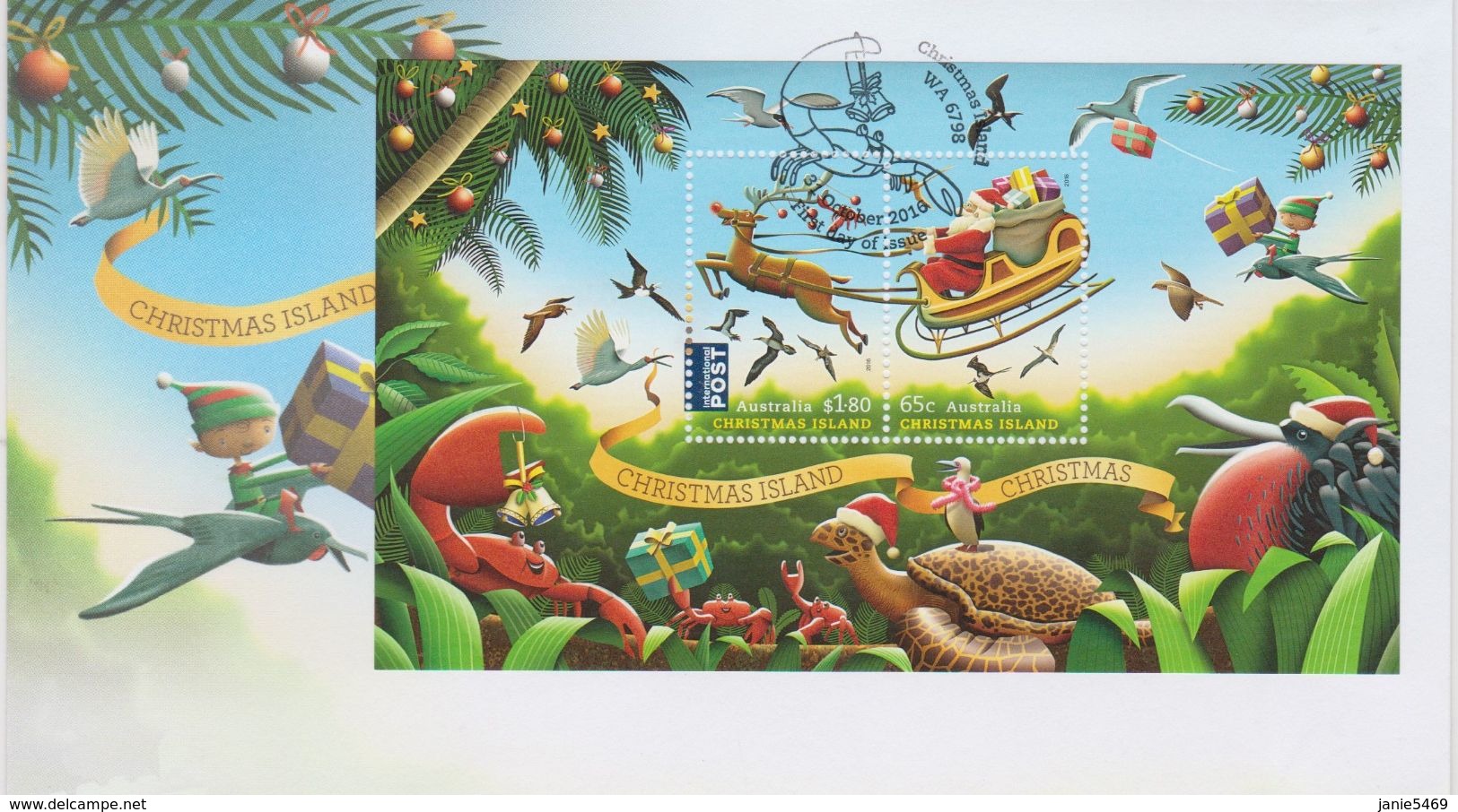 Christmas Island 2016 Christmas Miniature Sheet FDC - Christmas Island