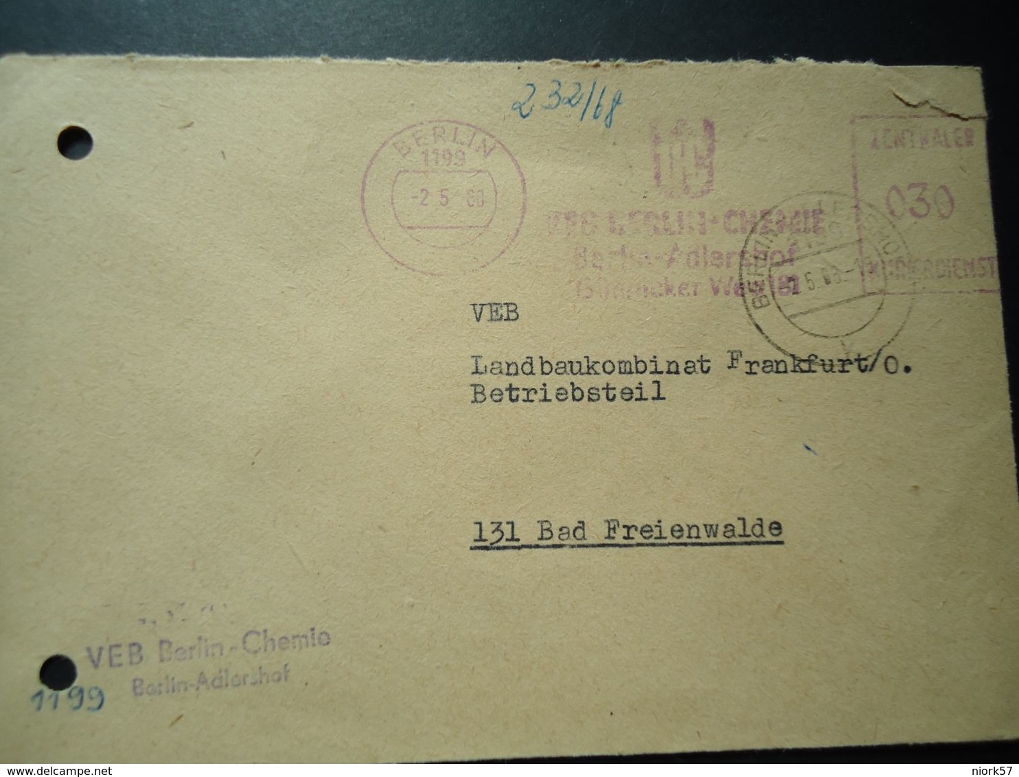 GERMANY BERLIN MACHINE STAMPS 1968 2 SCAN - Franking Machines (EMA)