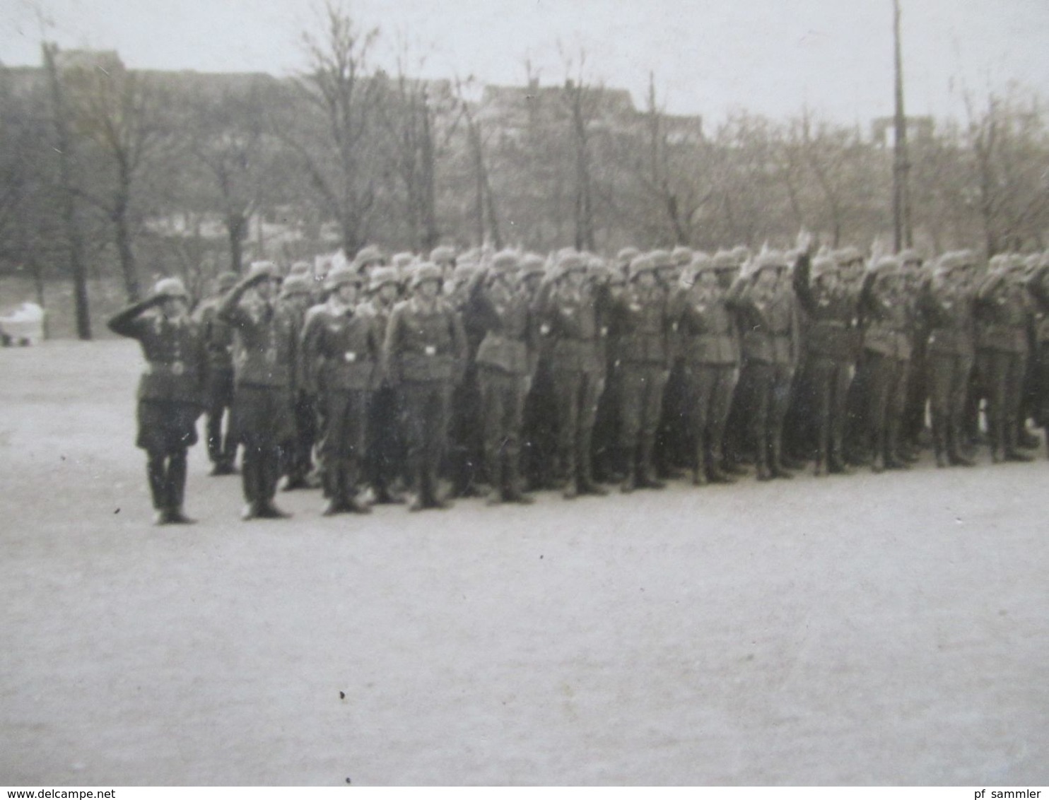 3.Reich Echtfoto Militärparade Soldaten Der Wehrmacht Photohaus Zemann Komotau Sudetenland - Sudeten