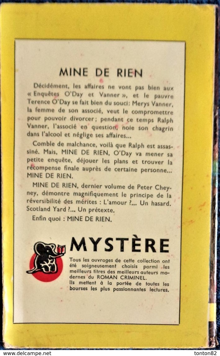Peter Cheyney - Mine De Rien -  Presses De La Cité - " Un Mystère " N° 5 - ( 1949 ) . - Presses De La Cité