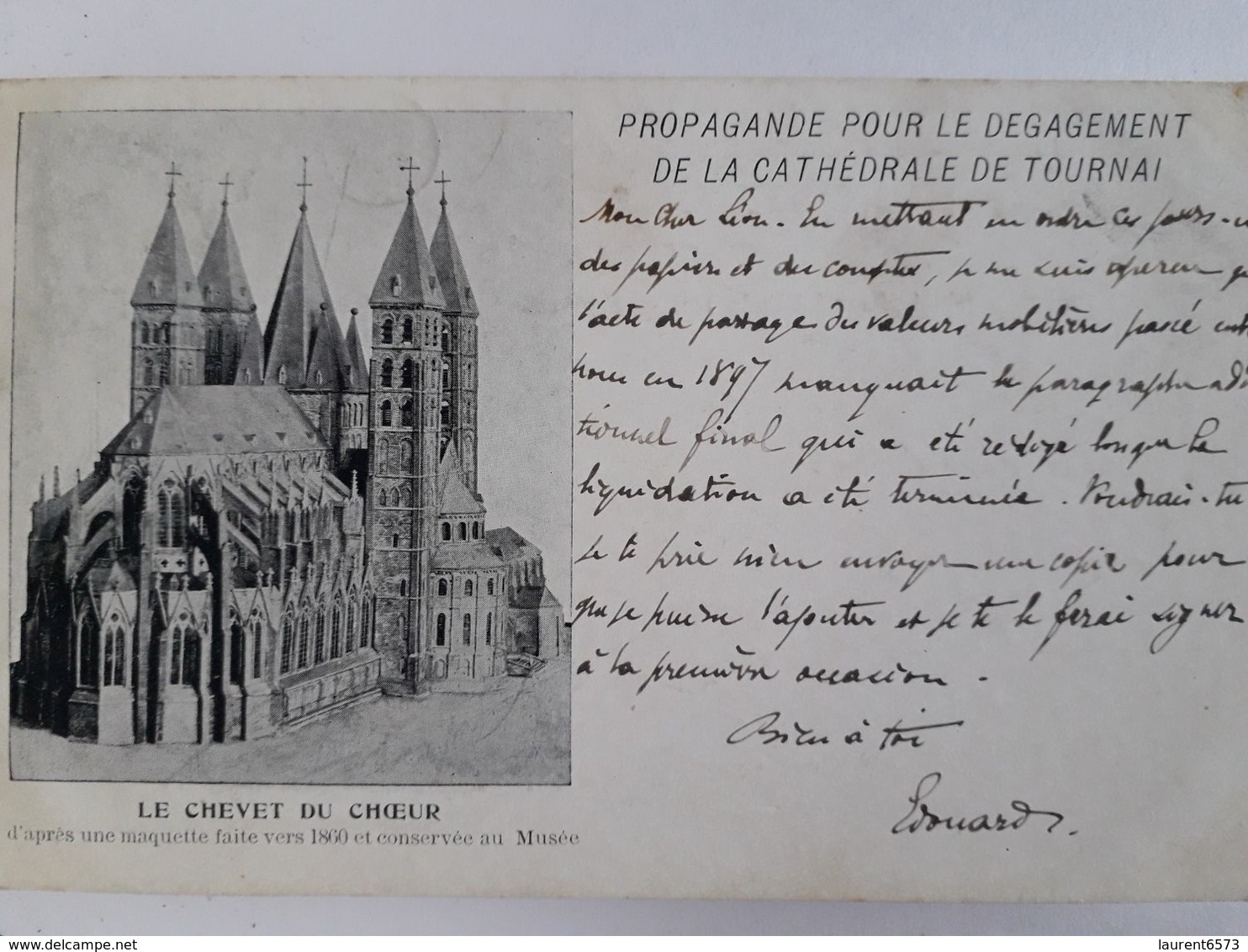 Carte Postale De Belgique, Tournai, Propagande Pour Le Dégagement De La Cathédrale« 65 » - Tournai