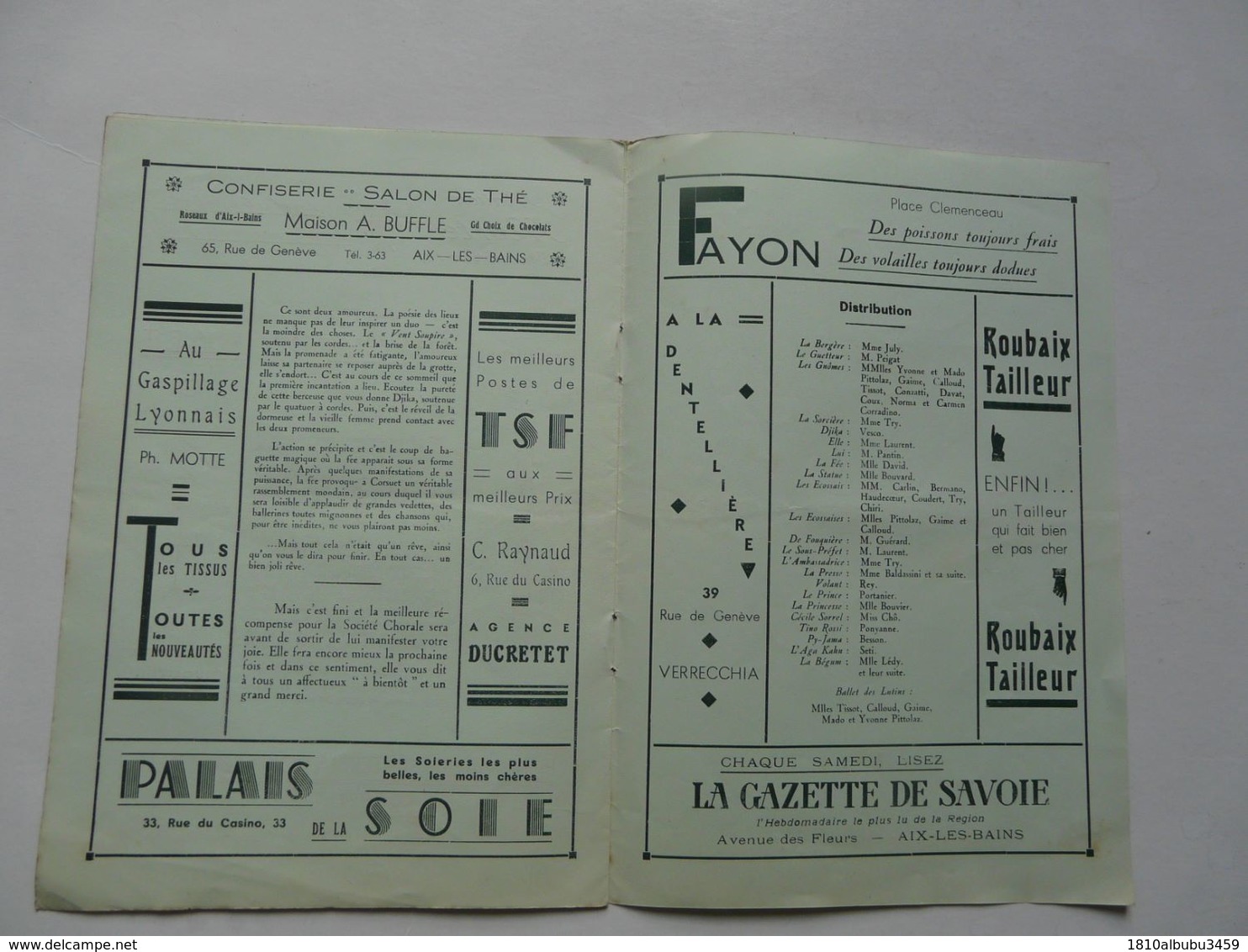 VIEUX PAPIERS - PROGRAMME : CONCERT ANNUEL - Société Chorale D'AIX LES BAINS 1936 - Programs