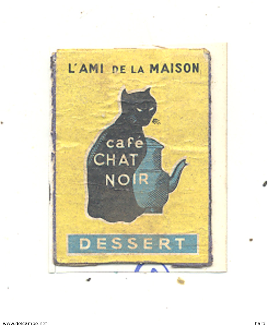 Façade De Boîte D'allumettes  - Publicité Café CHAT NOIR Dessert  +/- 1960  (RMT) - Boites D'allumettes - Etiquettes