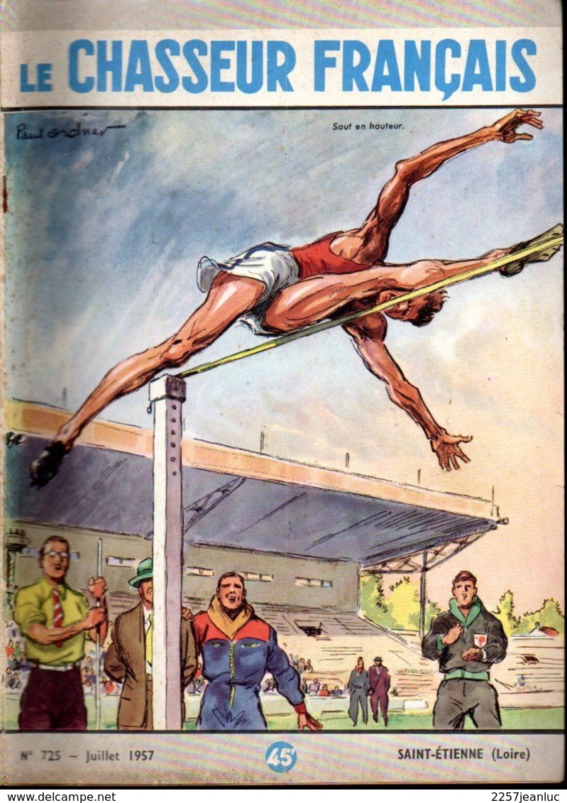 Saut En Hauteur Sur Le Chasseur Français N: 725 De Juillet 1957 -  Illustration De  Paul Ordner - Sport