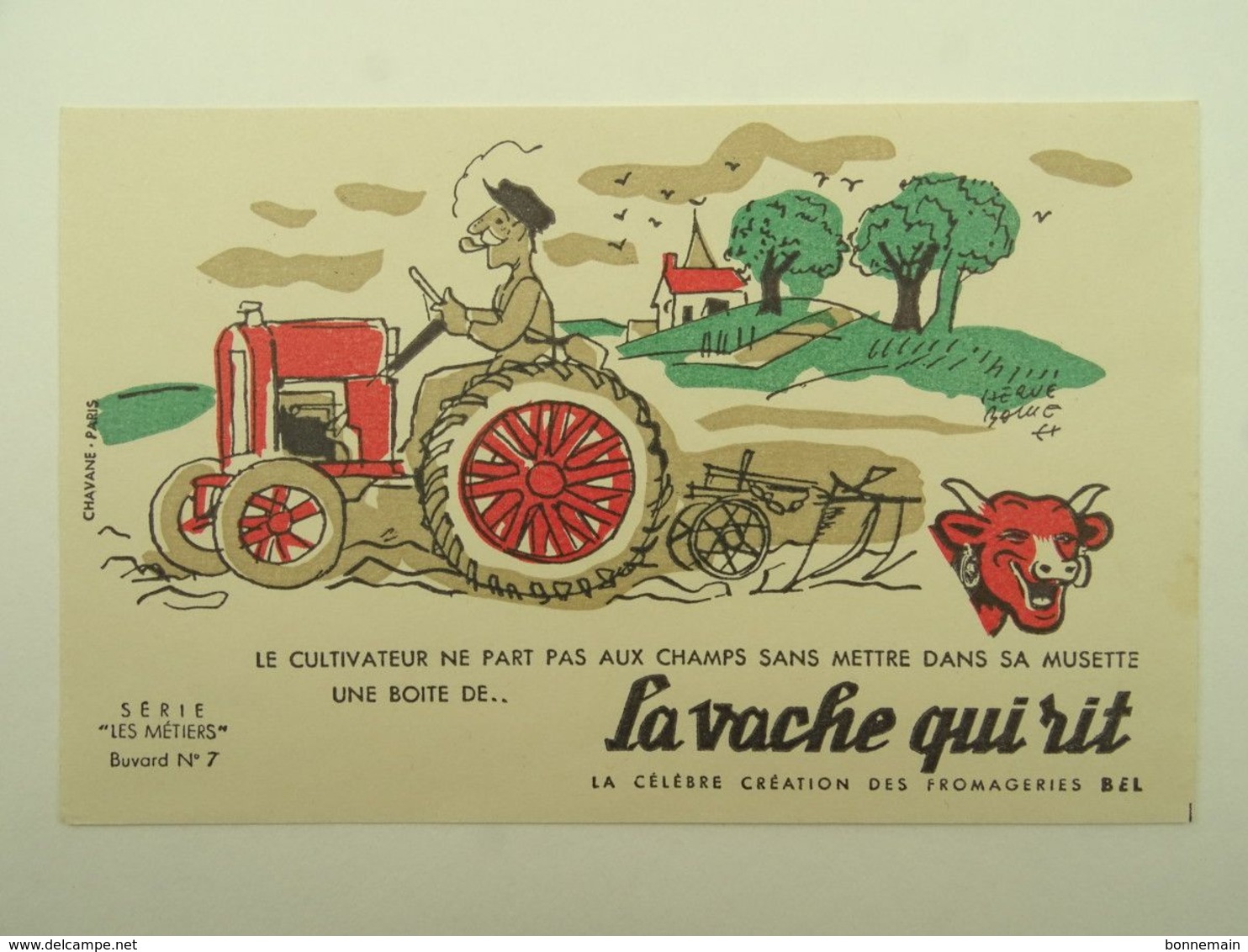 BUVARD LA VACHE QUI RIT FROMAGERIES BEL LE CULTIVATEUR TRACTEUR SERIE LES METIERS N° 7 - Leche