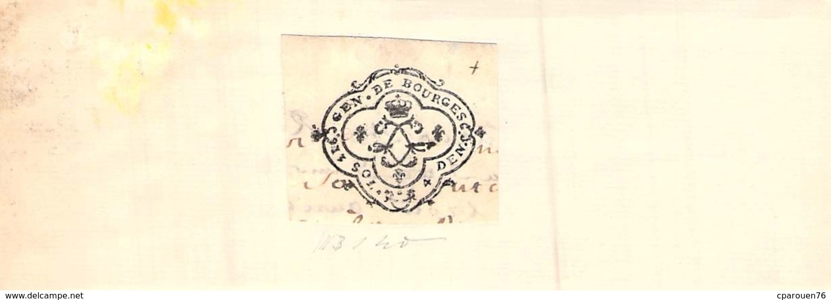 1 Cachet Généralité De Bourges Treize Sols  IV Deniers   Sur Fragment Parchemin 18 ème Timbre Fiscal - Seals Of Generality