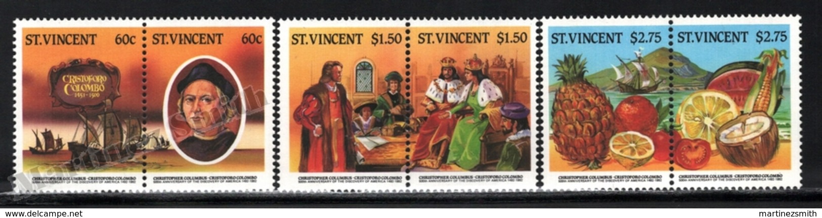 St Vincent 1986 Yvert 900A-900F, History. 500th Anniv Discovery America, Christopher Columbus - MNH - St.Vincent (1979-...)