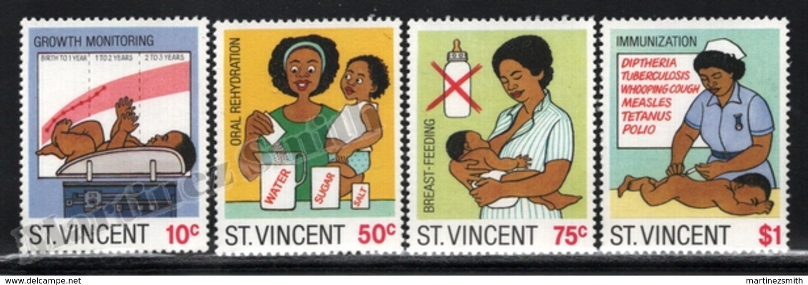 St Vincent 1987 Yvert 983-86, Health. Children. Child Survival Campaign - MNH - St.Vincent (1979-...)