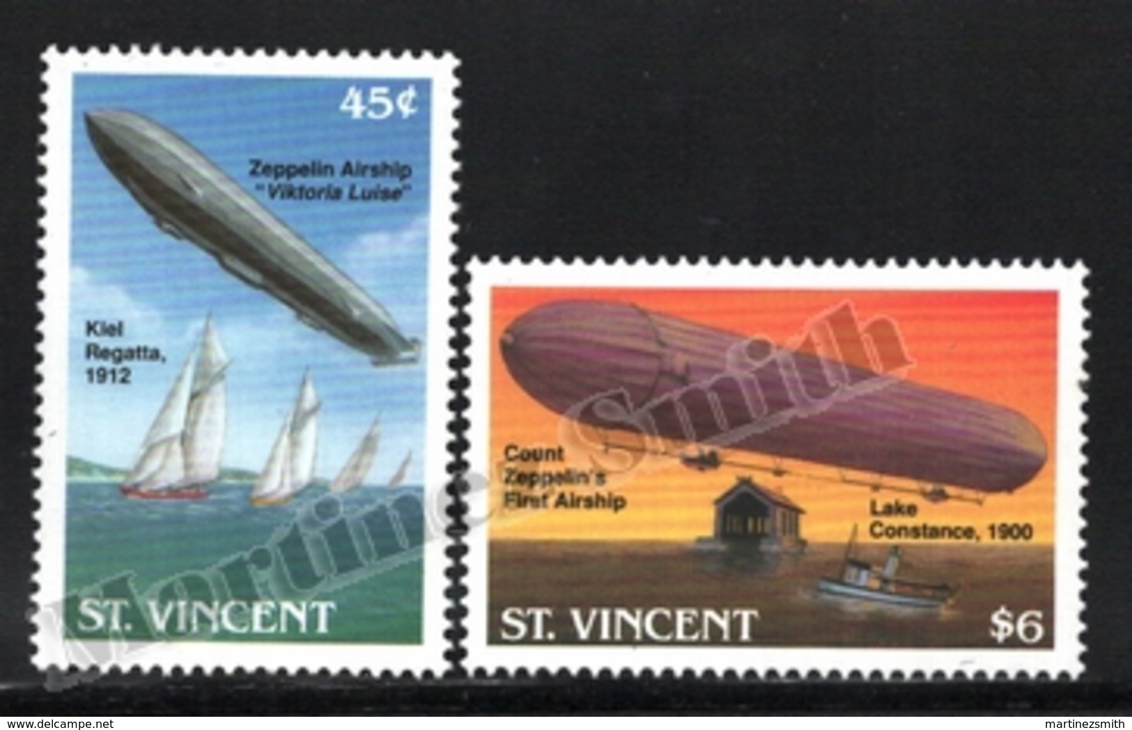 St Vincent 1992 Yvert 1583-84, Transport. Airships, Zeppelins - MNH - St.Vincent (1979-...)