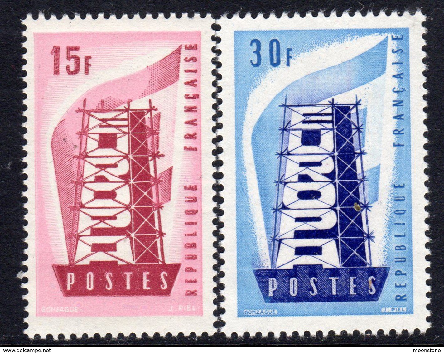 France 1956 Europa CEPT Set Of 2, Lightly Hinged Mint (A) - 1956