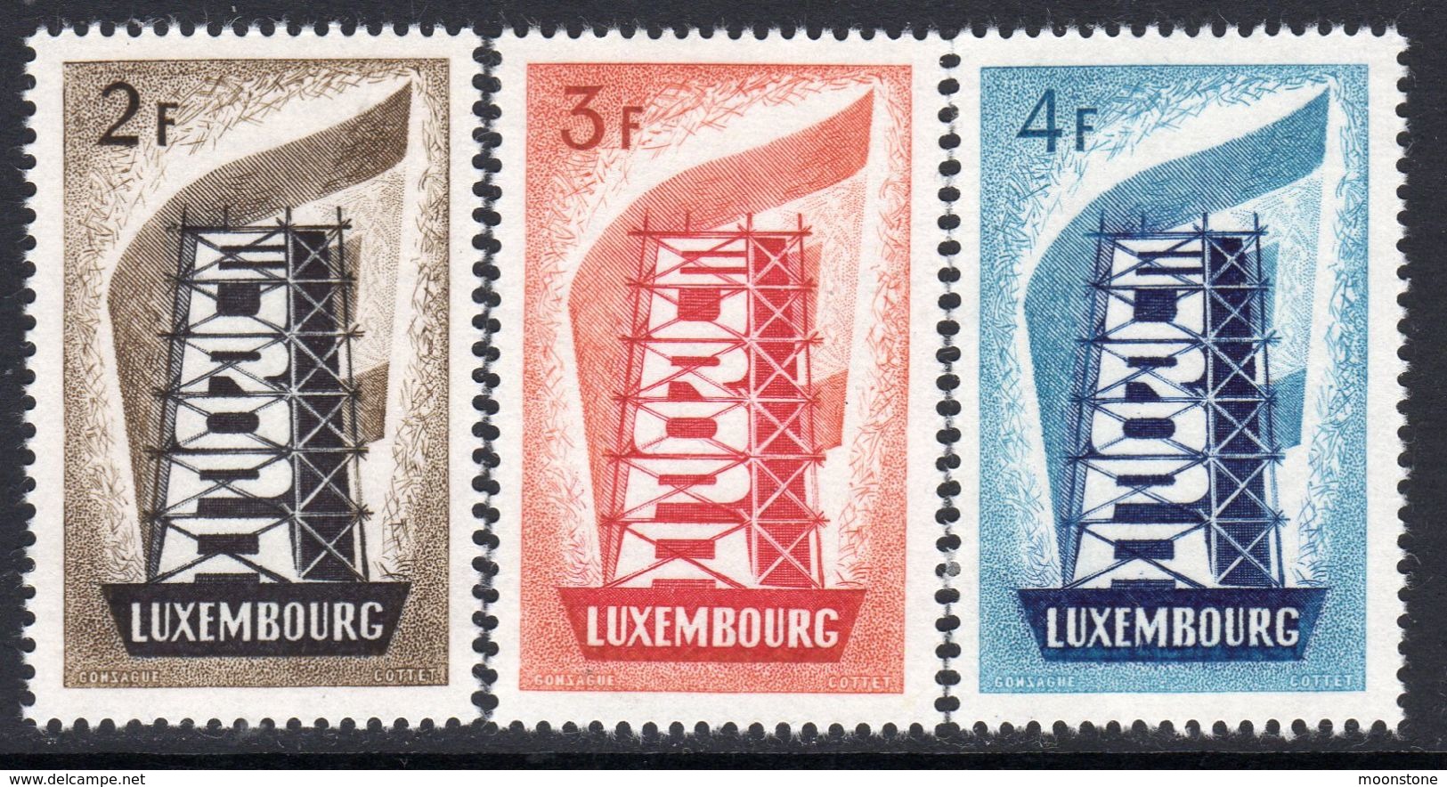 Luxembourg 1956 Europa CEPT Set Of 3, Lightly Hinged Mint (A) - 1956