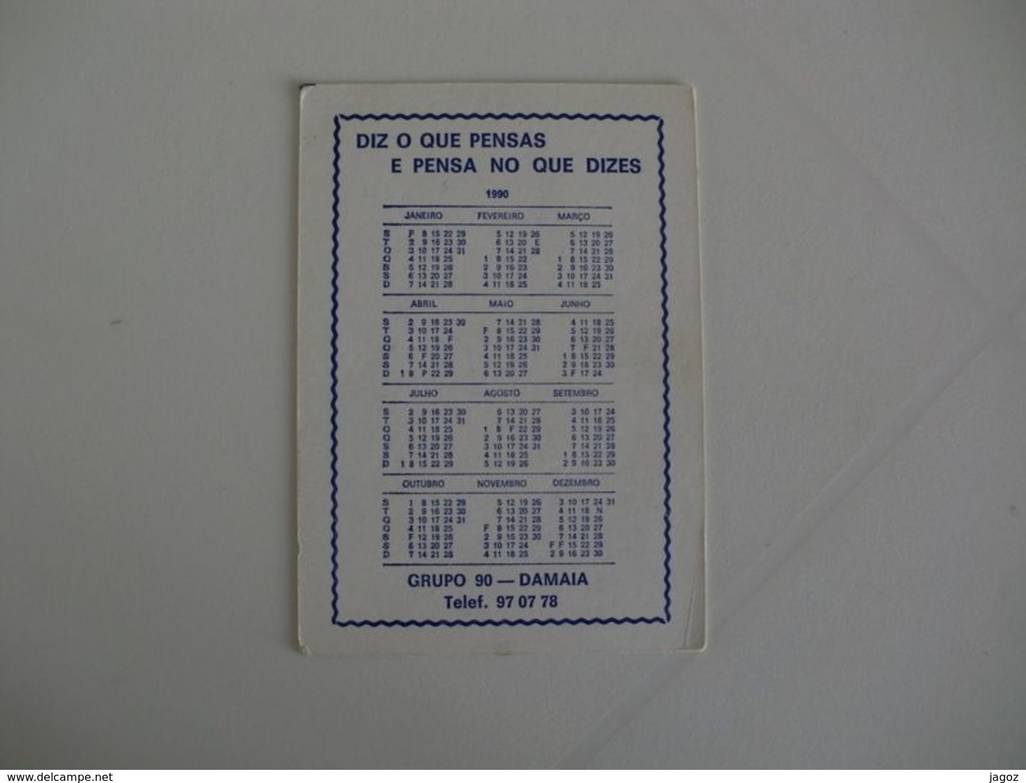 Scouts Escoteiros De Portugal Grupo Nº 90 Damaia Portuguese Pocket Calendar 1990 - Formato Piccolo : 1981-90