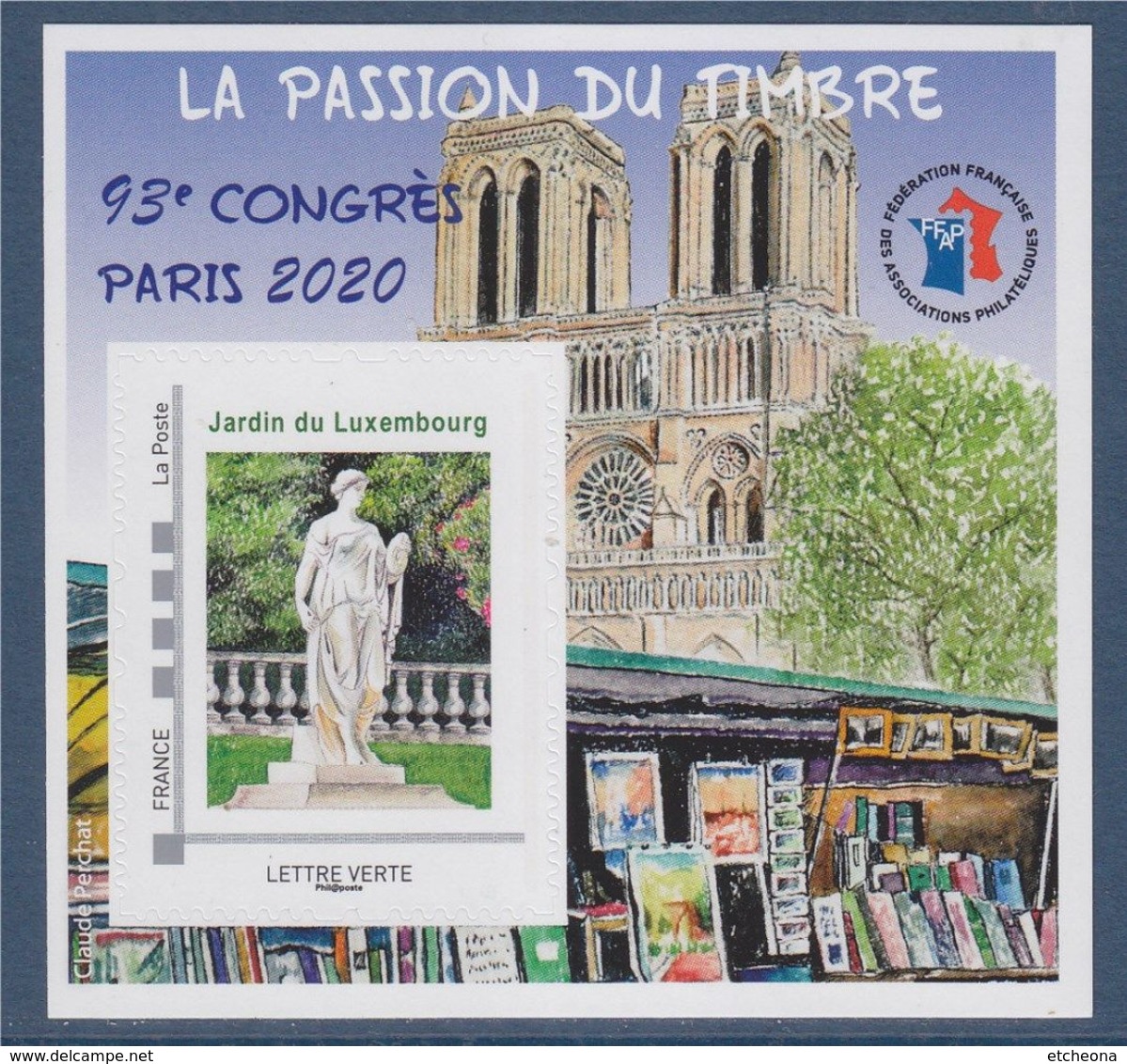 Bloc Neuf FFAP La Passion Du Timbre 93ème Congrès Paris 2020 Jardin Du Luxembourg TVP LV Adhésif Verso N°06375 - FFAP