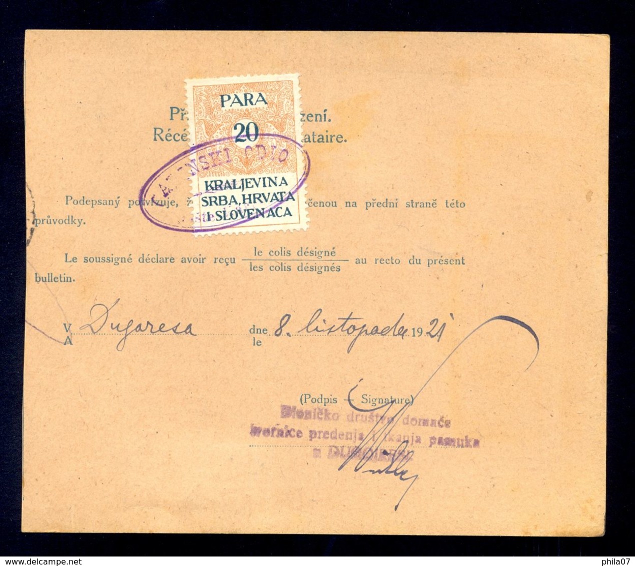 CZECHOSLOKAVIA/CROATIA - Parcel Card Sent From Varnsdorf 3-Waensdorf 3 Via Brno To Karlovac 1921, Where It Is Gone Throu - Autres & Non Classés