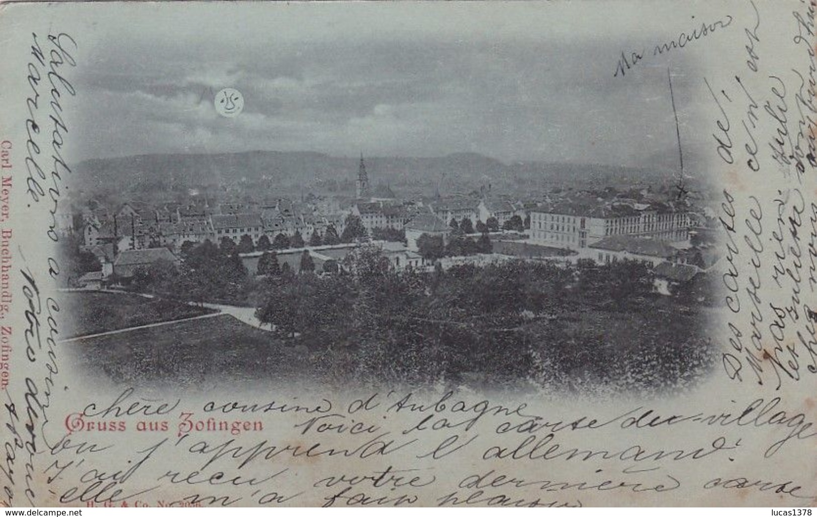 GRUSS AUS ZOFINGEN / CARTE A LA LUNE / CIRC 1899 - Zofingue