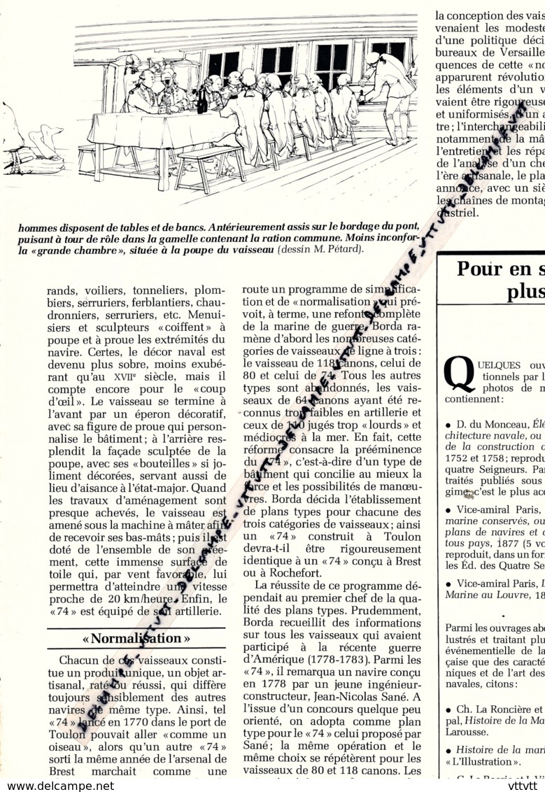 1981 : Document, LE VAISSEAU DE LA GUERRE D'AMÉRIQUE, LE "74 CANONS", Rochefort, Batteries, Cabestan, Repas, Carène... - Boten