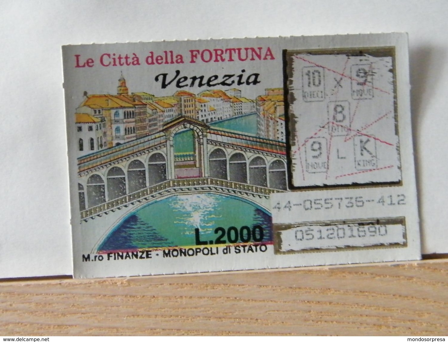 GV-39 GRATTA E VINCI -  LE CITTÀ DELLA FORTUNA - VENEZIA -  BIGLIETTO N° 44-055735-412 - Billets De Loterie