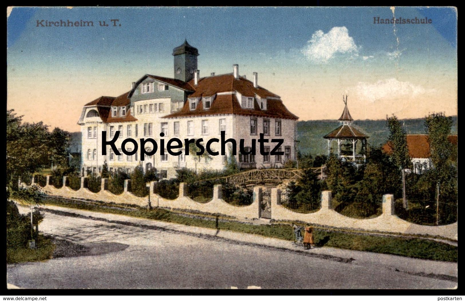 ALTE POSTKARTE KIRCHHEIM U. TECK HANDELSSCHULE Schule School école Berufsschule AK Ansichtskarte Cpa Postcard - Kirchheim