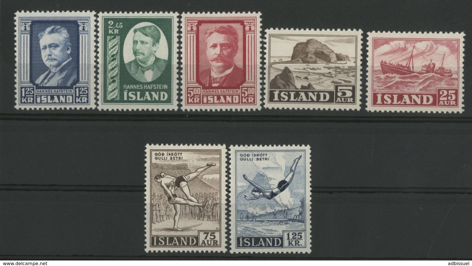 ISLANDE ICELAND COTE 66.9 € N° 251 à 257 Neufs * (MH) - Neufs