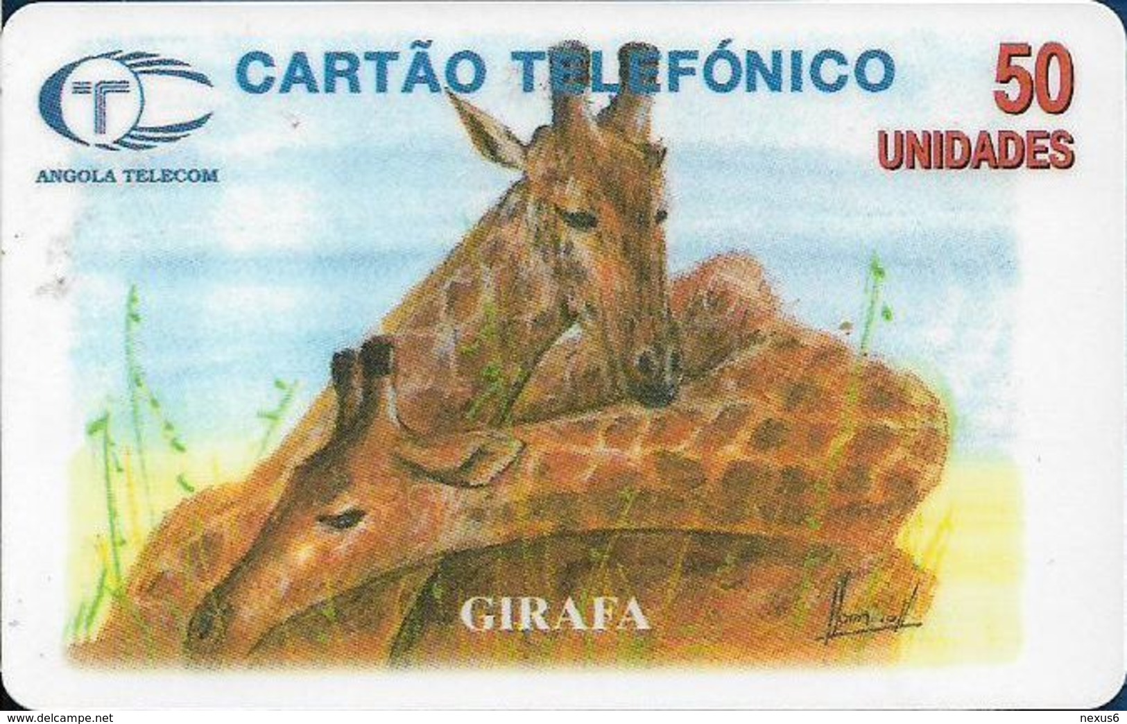 Angola - Angola Telecom - Giraffe, 1997, 50U, Used - Angola