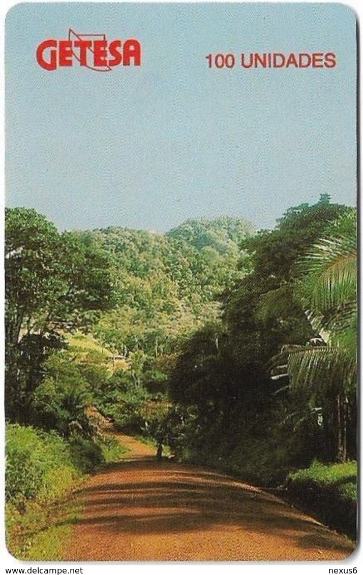 Equatorial Guinea - GETESA - Country Landscape - SC7, Logo In Red, Cn. On The Right, 100Units, Used - Guinée-Equatoriale