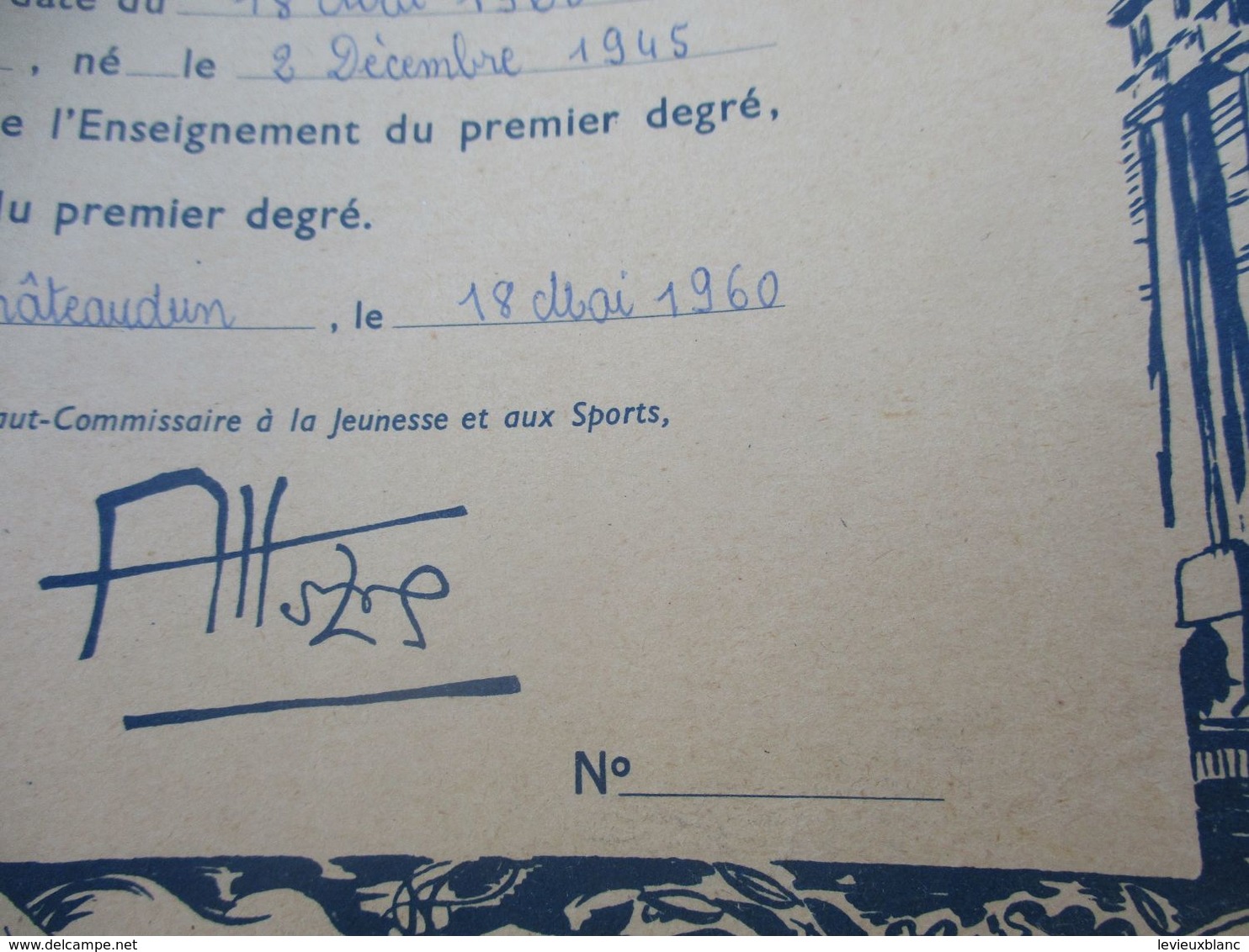 Brevet Sportif  Scolaire/Enseignement 1er Degré/Ministére Education Nationale/Duval JP/Châteaudun/1960   DIP233 - Diplômes & Bulletins Scolaires