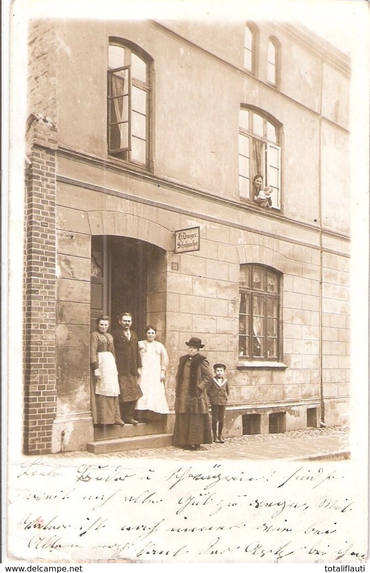 BURG B Magdeburg Anhalt Original Fotokarte D Zeit Gelaufen 6.9.1900 Hausnummer 25 Geschäftsschild H Draeger Schuhmacher - Burg