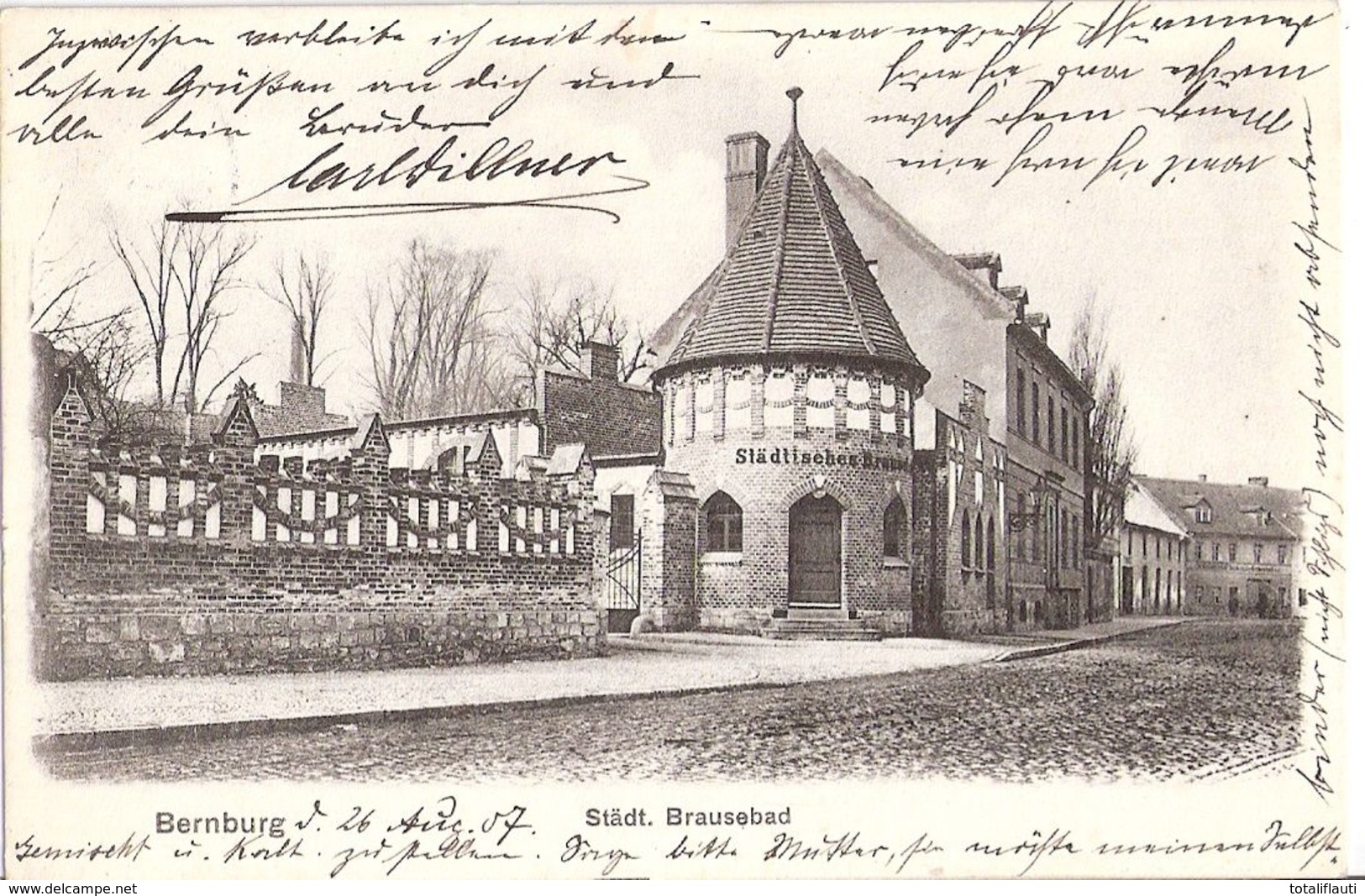 BERNBURG Anhalt Städtisches Brausebad 28.8.1907 Gelaufen Fast TOP-Erhaltung - Bernburg (Saale)