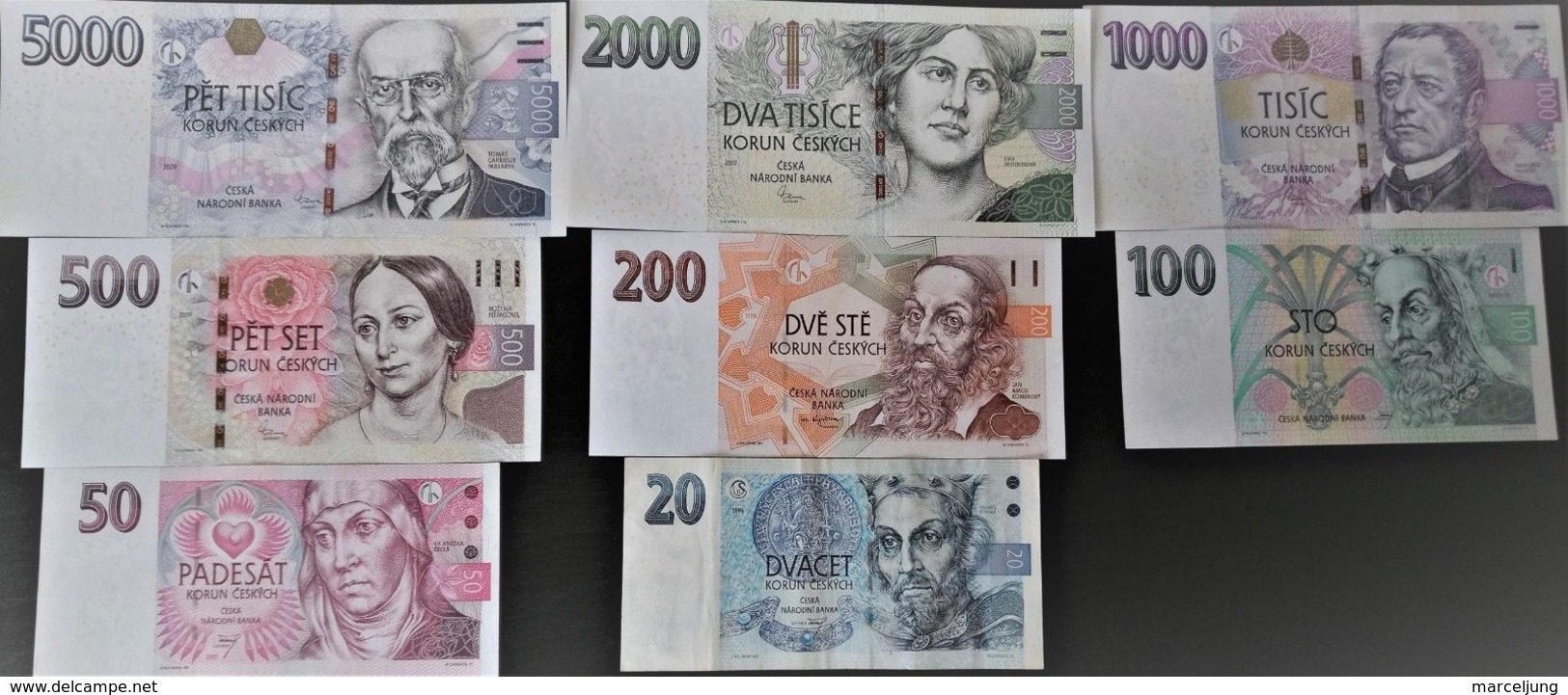 UNC Set Of All Czech Banknotes 20 - 5000 Korun, SELECTION POSSIBLE - Czech Republic