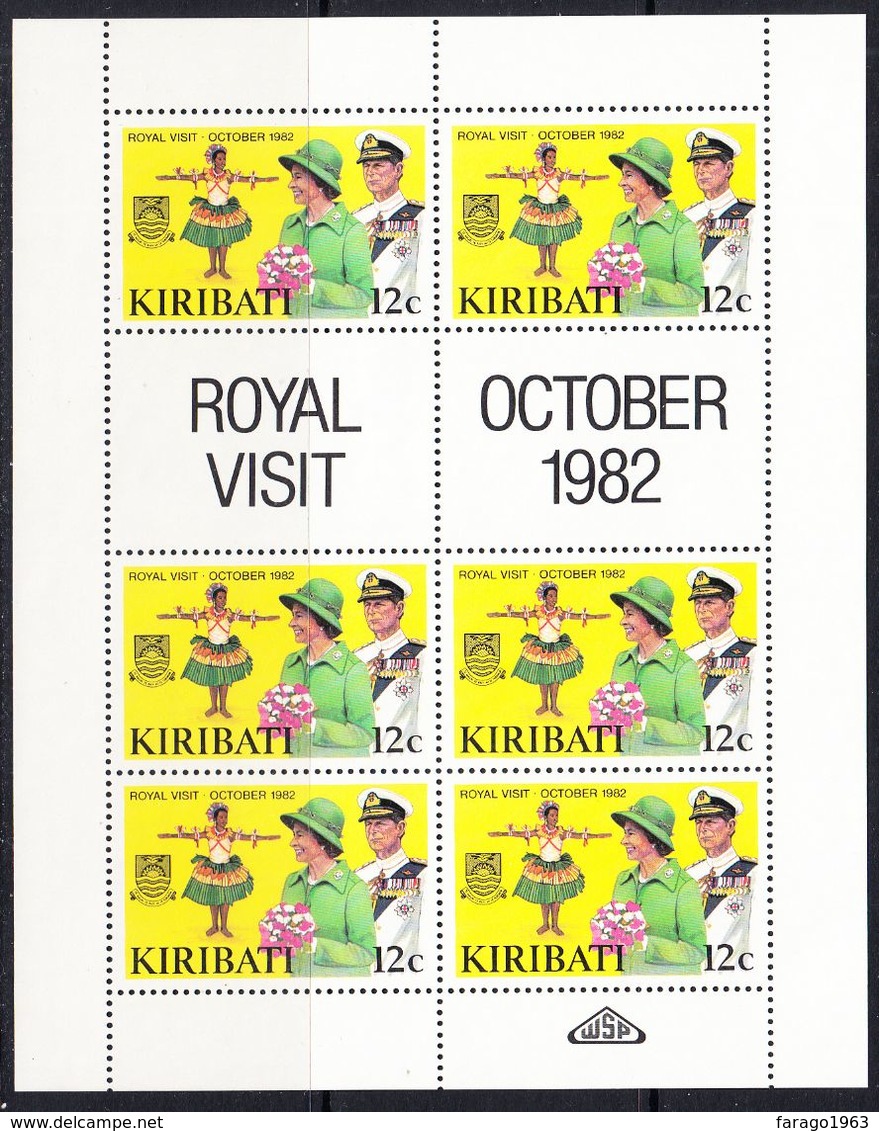 1982 Kiribati Royal Visit Dance Culture Complete Set Of 3  Miniature Sheets Of 6 MNH @   FACE VALUE - Kiribati (1979-...)