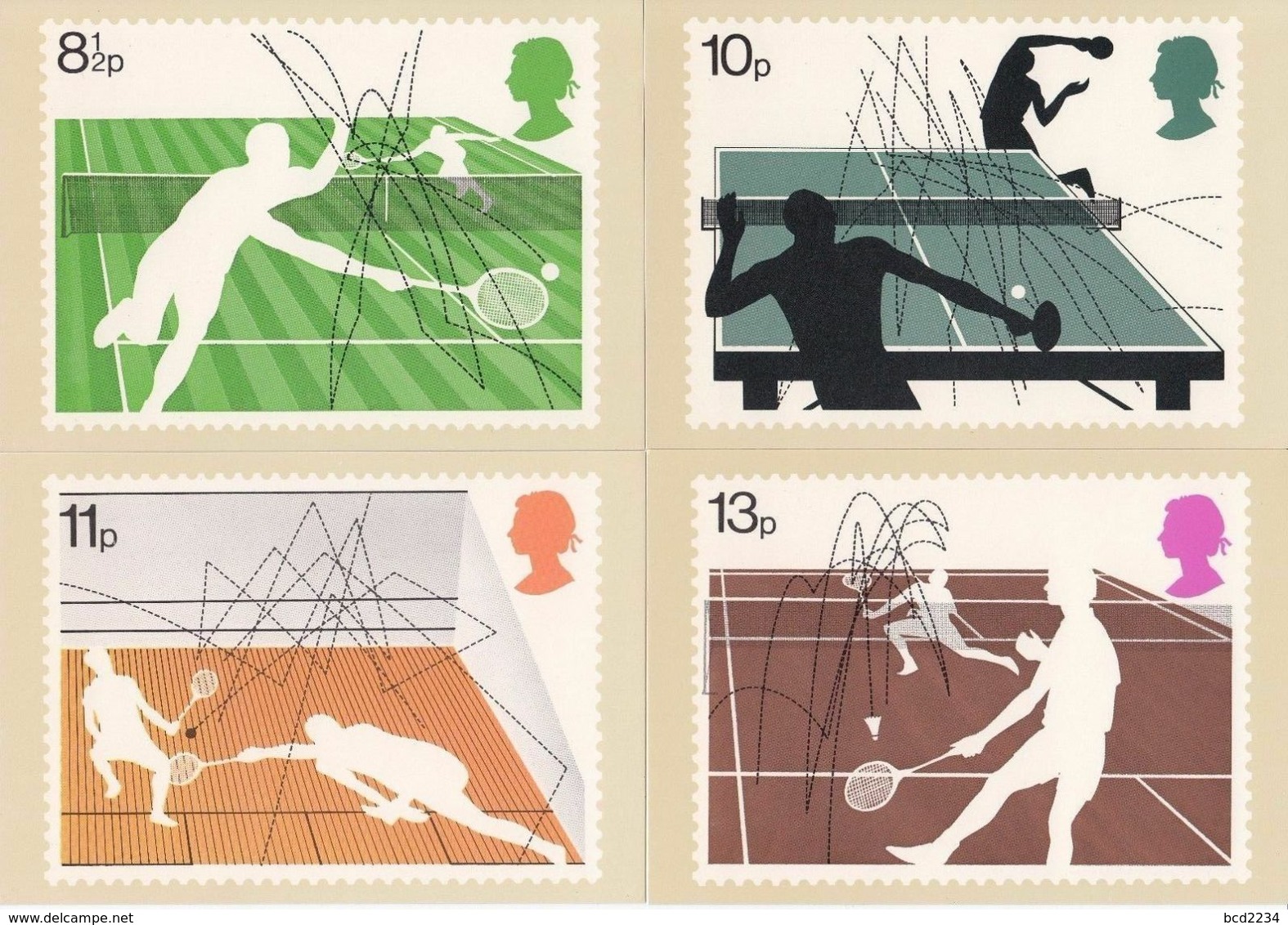 GB GREAT BRITAIN 1977 MINT PHQ CARDS  RACKET SPORTS NO. 20 LAWN TENNIS TABLE TENNIS SQUASH BADMINGTON SPORT NETS - Badminton
