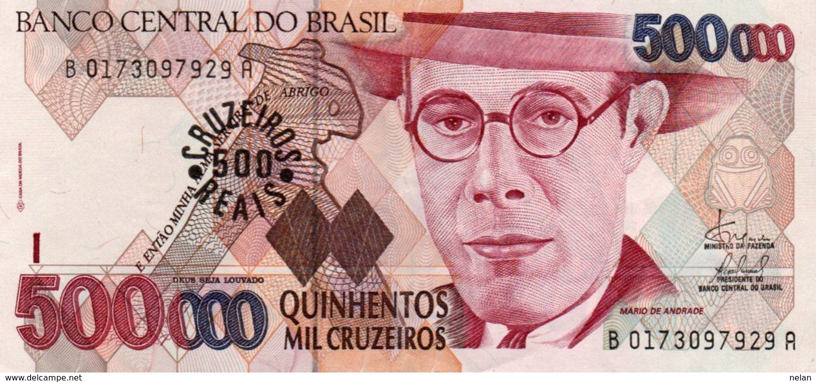 BRAZIL 500 CRUZEIROS  1993  P-239b  AUNC - Brazil