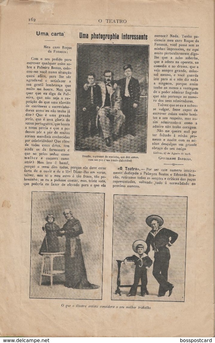 Lisboa - Revista Teatro Nº 9 (Extraordinário) De 1918 - Palmira Bastos - Eduardo Brazão - Portugal - Otros & Sin Clasificación