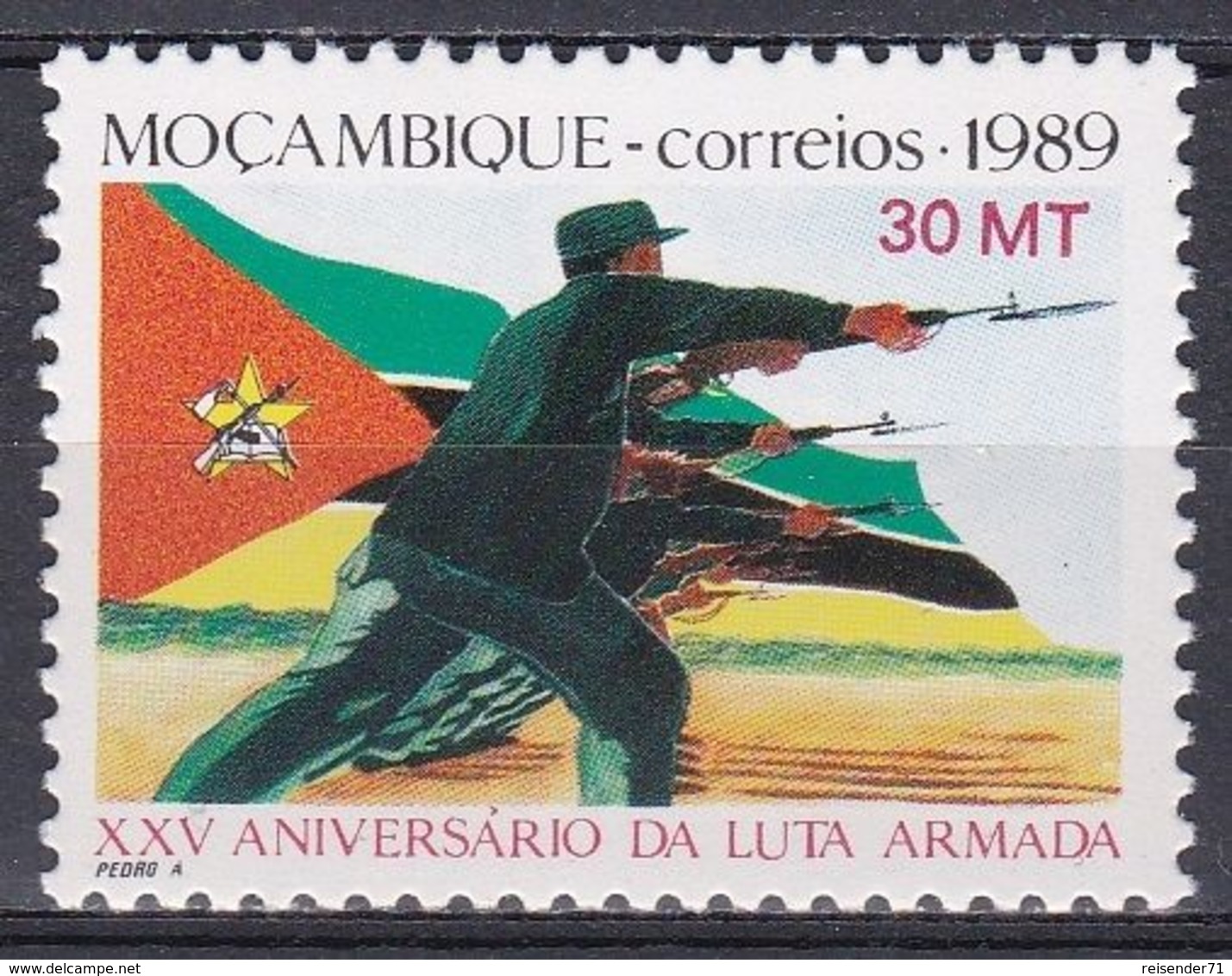 Mosambik Mosambique 1989 Geschichte History Revolution Kolonialismus Soldaten Soldiers Fahnen Flags, Mi. 1387 ** - Mozambique