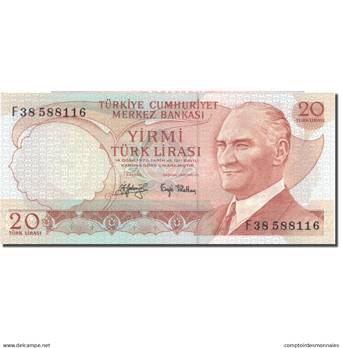 Billet, Turquie, 20 Lira, L.1970, 1974, KM:187a, NEUF - Turquie