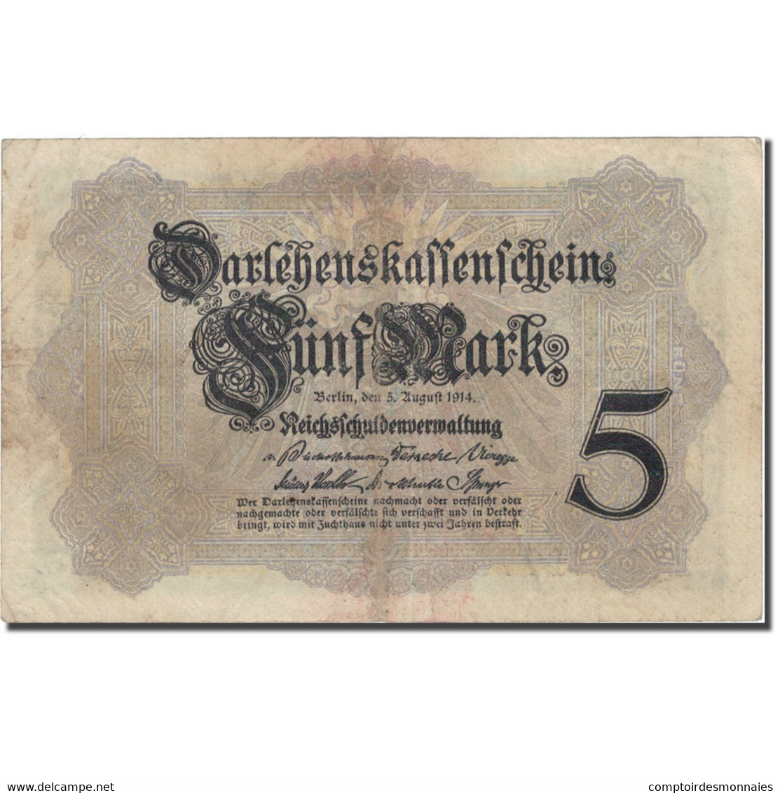 Billet, Allemagne, 5 Mark, 1914, 1917-08-01, KM:47c, TTB - 5 Mark