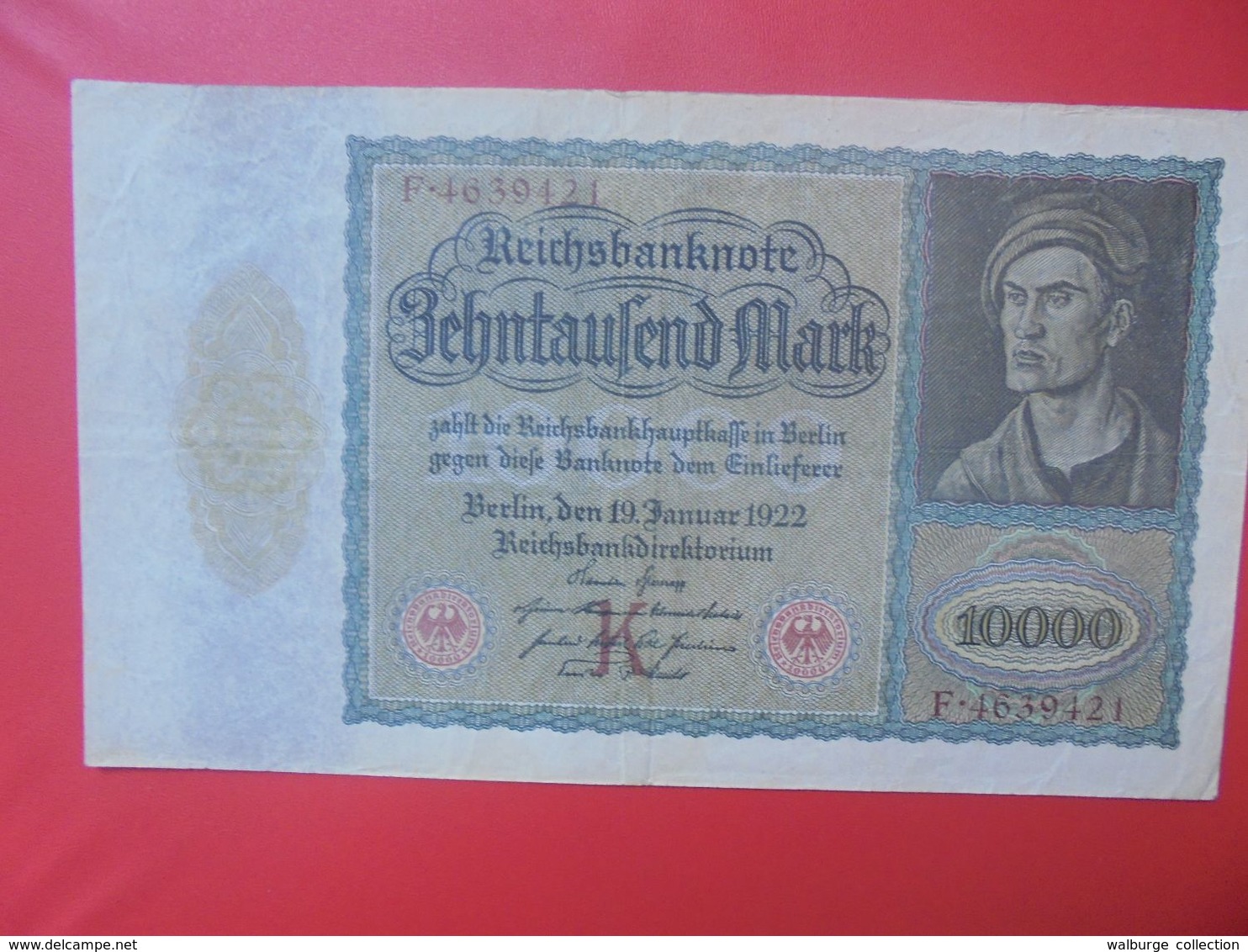 Reichsbanknote 10.000 MARK 1922 VARIETE N°1 CIRCULER (B.15) - 10000 Mark